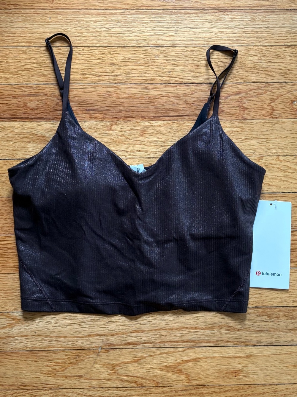 40. Size 10 LULULEMON Brown Shine Ribbed Align Cami Tank NEW